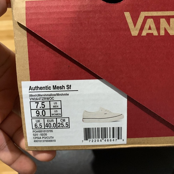‼️SOLD‼️ Marshmallow Mesh Authentic Vans - Picture 3 of 5